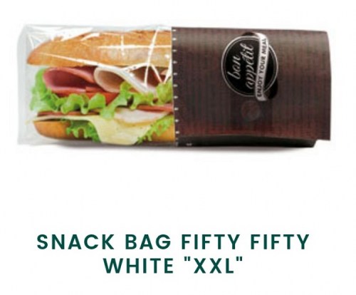Snack Bag Fifty-Fifty White (Χάρτινη Συσκευασία σε Συνδυασμό με Διάφανο Φίλμ)